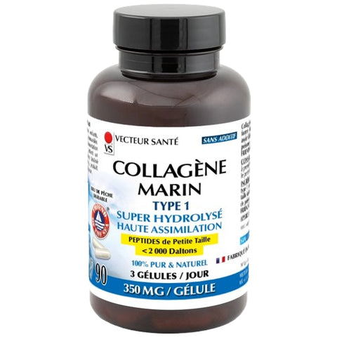 Colágeno marino tipo 1 hidrolizado-90 cápsulas-Vector de salud