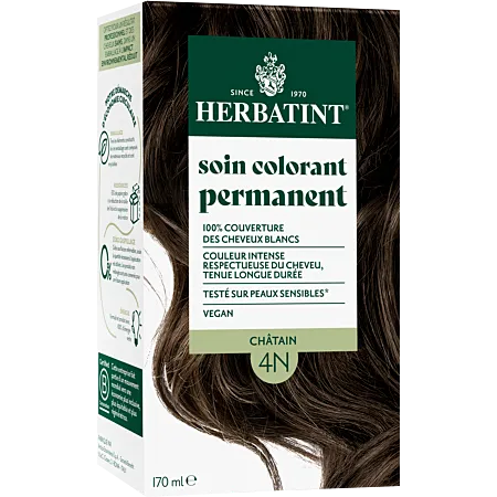 Tinte para cabello castaño 4N - 170 ml - Herbatint