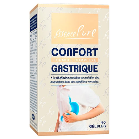 Pilulier Confort Gastrique Formule Complexe 40 gélules végétales Essence Pure – complément bien-être gastrique fabriqué en France.