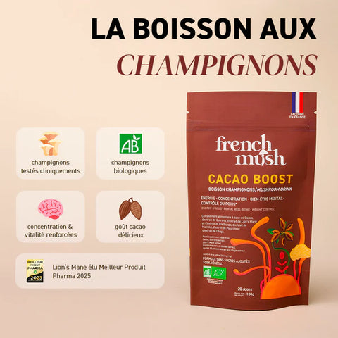 Cacao Boost Bio 100g French Mush | Melena de león, Cordyceps, NordRelease®