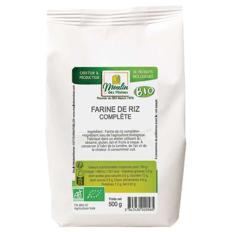 Harina de arroz integral orgánica-500g-Moulin des Moines