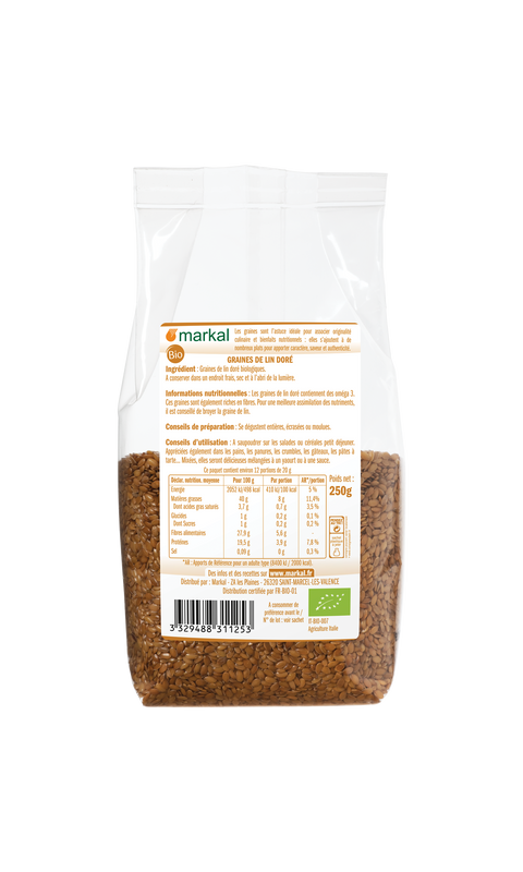 Semillas de Lino Dorado Orgánicas-250g-Markal