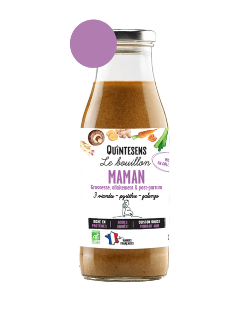 Bouillon Maman Bio 240 ml Quintesens", "Bouillon d’os bio collagène".