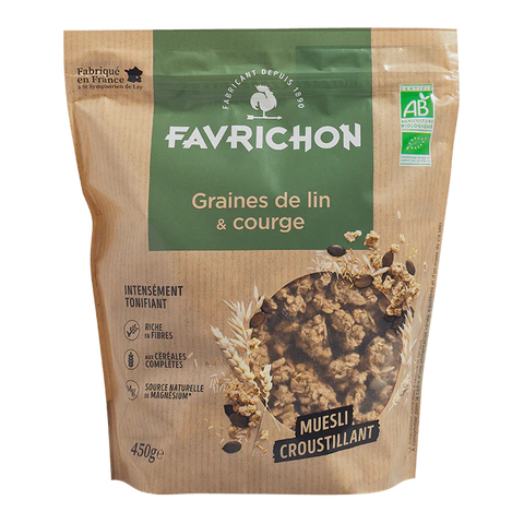 Muesli bio graines de lin et courge Favrichon - 450 g