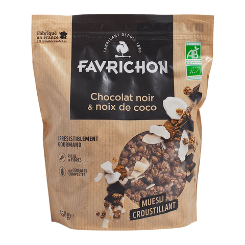 Muesli croustillant bio chocolat noir et noix de coco Favrichon - 450 g