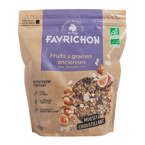 Muesli croustillant bio fruits et graines anciennes Favrichon - 450 g