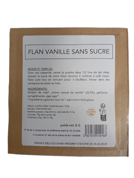 Préparation pour flan vanille bio France Délices - verso