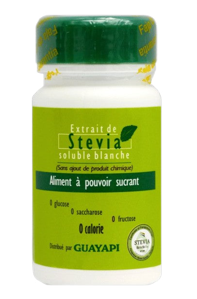 Stevia Blanche en Poudre Guayapi 20 g, "Édulcorant naturel