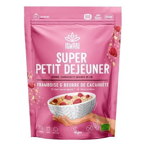 Super Desayuno Frambuesa, Mantequilla De Maní-360g-Iswari