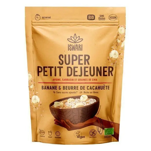 Súper desayuno-Mantequilla de maní y plátano-360g-Iswari