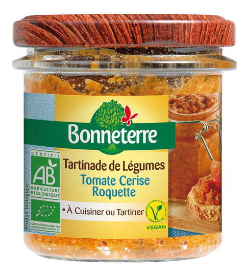Crema para untar de tomate cherry y rúcula ecológica-135 g-Bonneterre