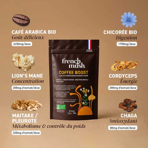 Coffee Boost Bio 100g French Mush | Café + 5 hongos