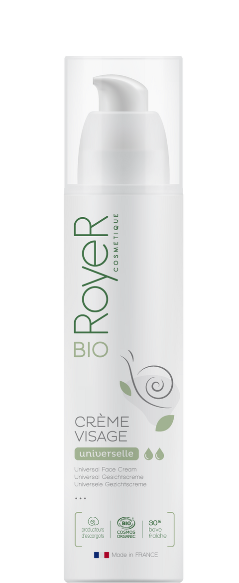 Crema facial universal antiedad e hidratante con baba de caracol ecológica - 50 ml - Royer cosmetics