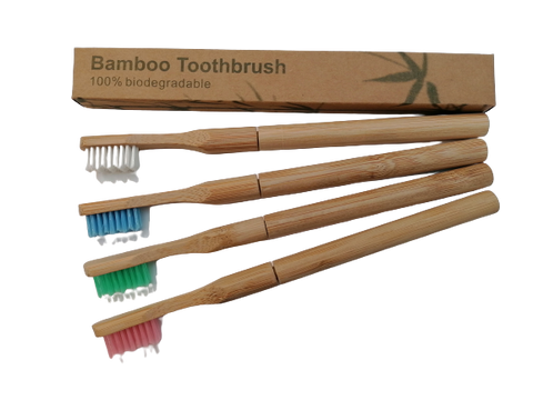 Cepillo de dientes de bambú ecológico con cabezal recargable y forma completa