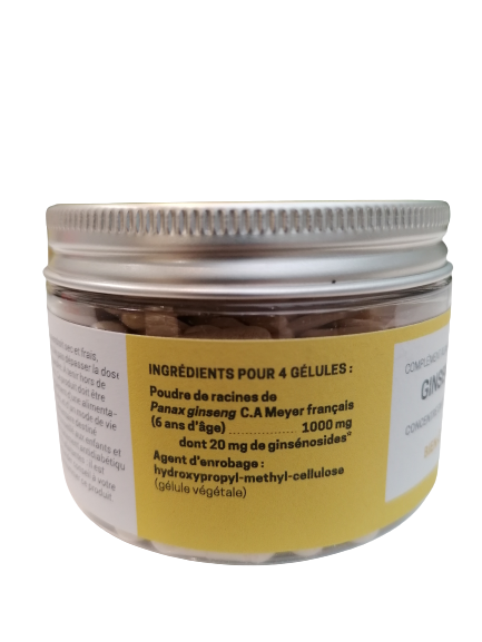 Raíz de Ginseng Blanco-120 cápsulas-Jardins d'Occitanie