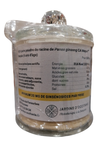 Raíz de ginseng blanco en polvo-30g-Jardins d’Occitanie