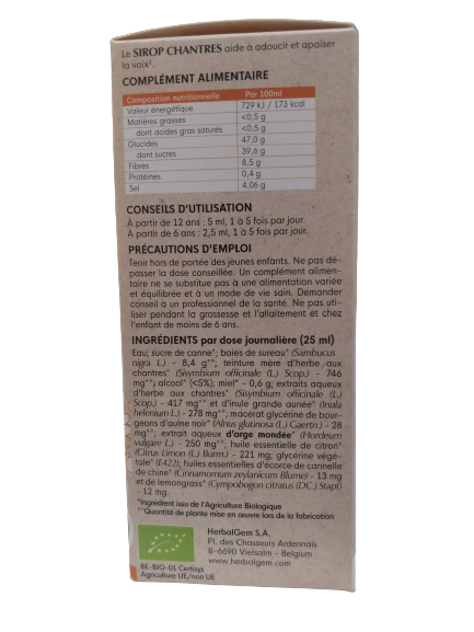 Sirop des chantres pour la voix-250 ml-Herbalgem