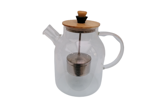 Tetera de cristal con infusor retráctil de acero inoxidable-1,2 litros-Boutique Pleine Forme