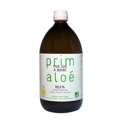 Pur jus d'Aloé Vera bio Prim'Aloé - bouteille en verre fumé de 1 L