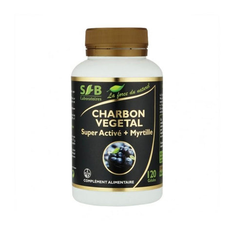 Charbon végétal super activé + myrtille - 120 gélules-Sfb