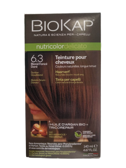 Coloration Nutricolor Delicato 6.3 Blond Foncé Doré-140ml-Biokap