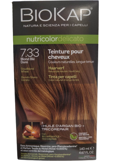 Coloration Nutricolor Delicato 7.33 Blond Blé Doré-140 ml-Biokap