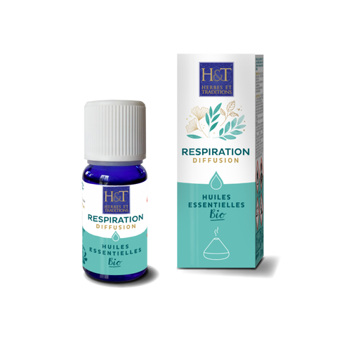 Synergie d'huiles essentielles à diffuser Respiration bio Herbes et Traditions - flacon 10 ml