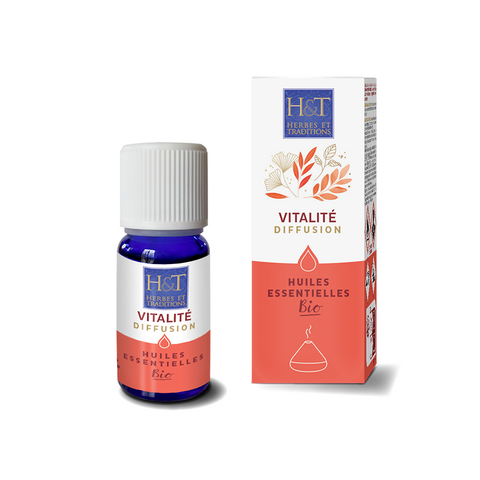 Synergie d'huiles essentielles à diffuser Vitalité bio Herbes et Traditions - flacon 10 ml