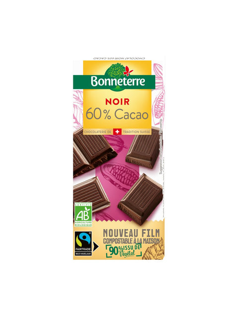 Chocolat Noir Bio 60% Cacao-100g-Bonneterre