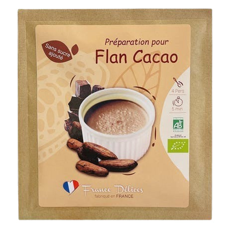 Flan Chocolat Sans Sucre 14 g France Délices,Dessert bio chocolat équitable

