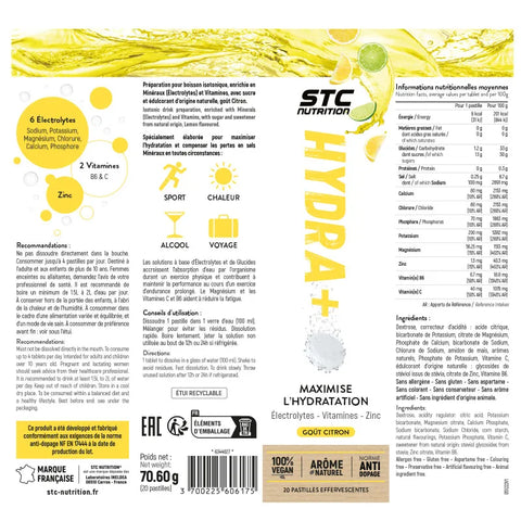 HYDRA+ 20 Pastilles Effervescentes STC Nutrition – Hydratation