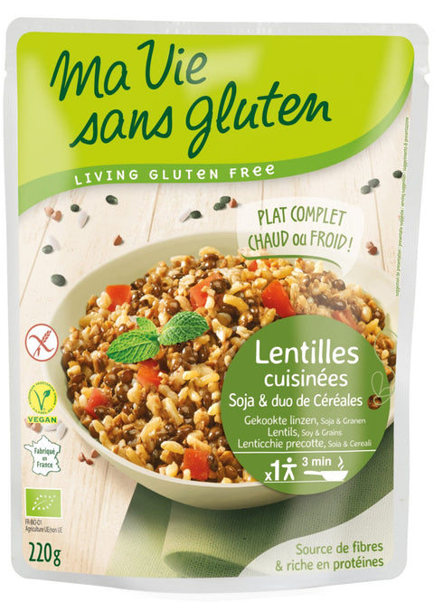 Lentilles cuisinées-Soja et céréales-220g-Ma vie sans gluten