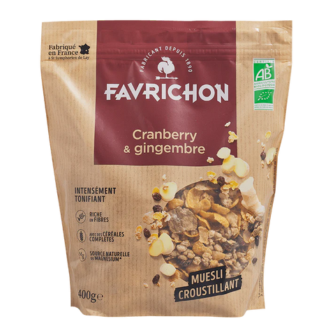 Muesli Croustillant Bio Cranberry et gingembre-400g-Favrichon