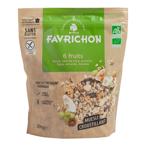 Muesli croustillant bio 6 fruits-500g-Favrichon