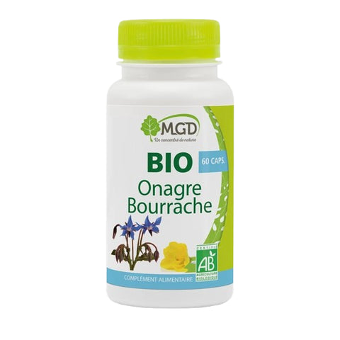Huile Onagre et Bourrache Bio- Beauté de la Peau et Bien-être -60 capsules-MGD