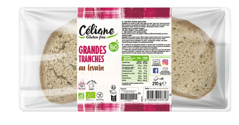 Pain grandes tranches au levain-4 tranches-Céliane