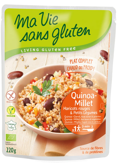 Quinoa-Millet haricots rouges et légumes bio-220g-Ma vie sans gluten