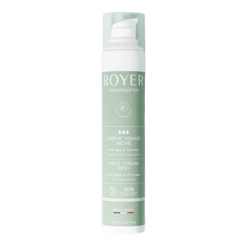 Crème visage légère de Royer cosmétique : un soin jour et nuit à 30 % de bave d'escargot bio fraîche, à la texture fluide, qui régule le sébum tout en maintenant l'hydratation, sans film gras.
