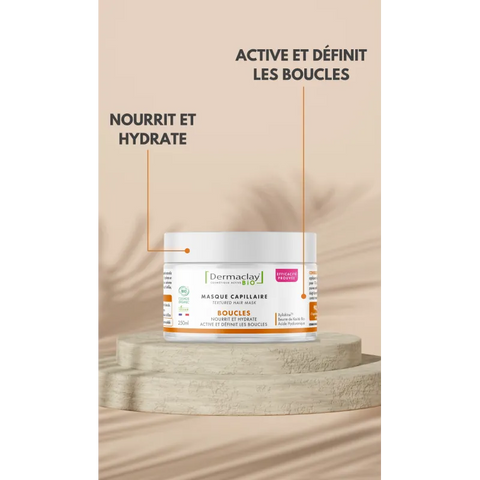 Masque Capillaire Cheveux Bouclés Bio – 200 ml – Dermaclay