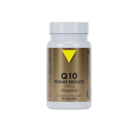 Pilulier Q10 Réduit Ubiquinol 100 mg 30 capsules Vital+, complément bio-assimilable pour cœur et énergie.


