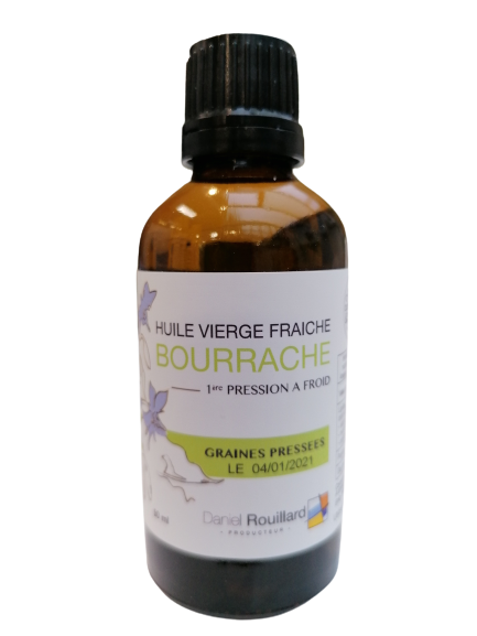 Huile vierge fraiche de Bourrache-50ml-Daniel Rouillard