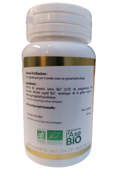 Propolis verte bio-60 gélules-Trésor des Abeilles.