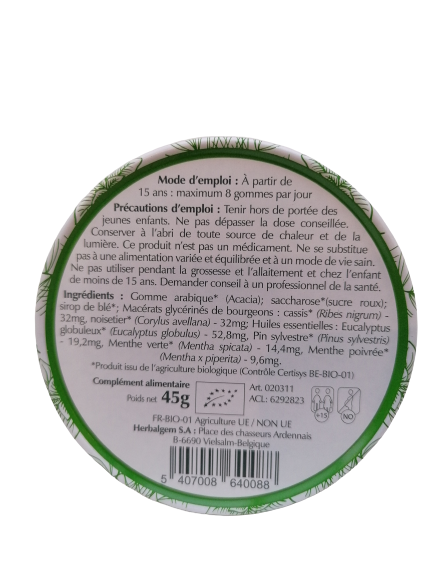 Gommes gorge bio pour fumeurs-45g-Herbalgem