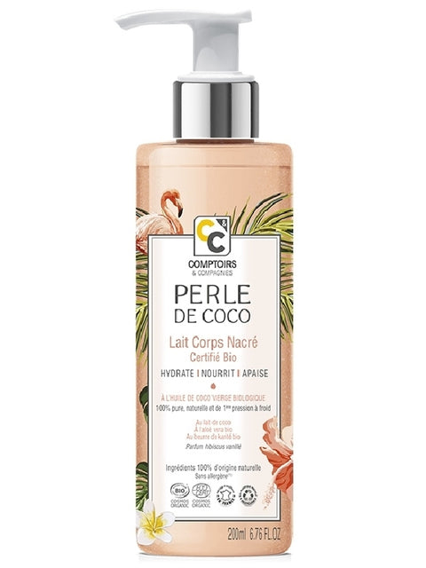 Lait corps bio nacré perle de coco-200ml-Comptoirs et compagnies