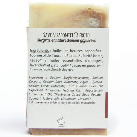 savon solide Patchouli-orange-100g-Le moulin à savon - Boutique Pleine-Forme 