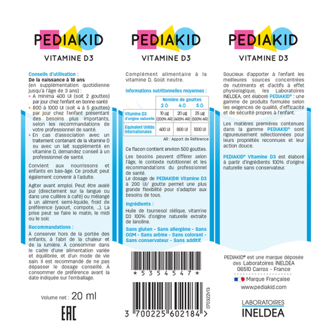 Vitamine D3-200Ui-20ml-Pediakid